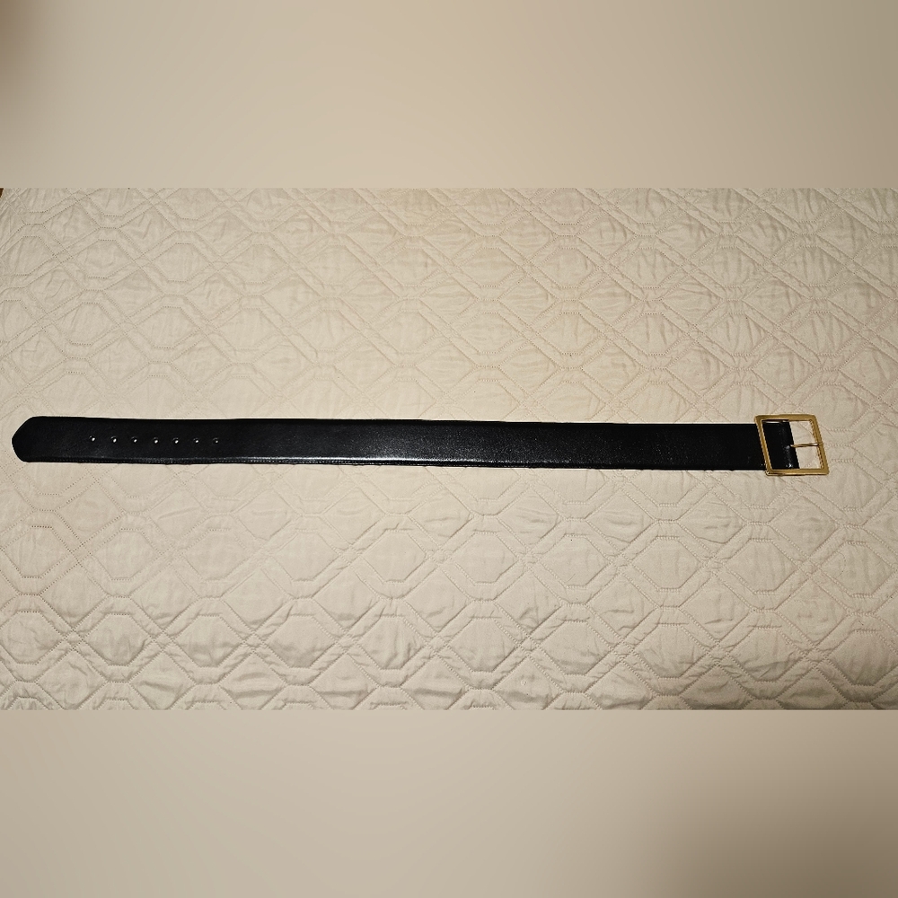 Women's W. Kleinberg Black Leather Wide Belt